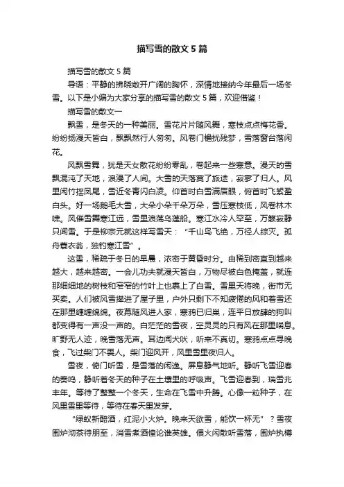 描写雪的散文5篇