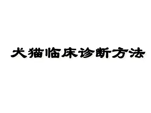 宠物兽医培训—犬猫临床诊断方法