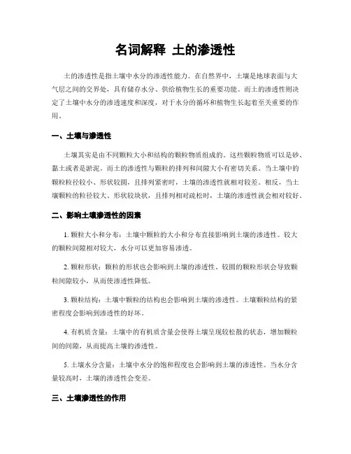 名词解释 土的渗透性