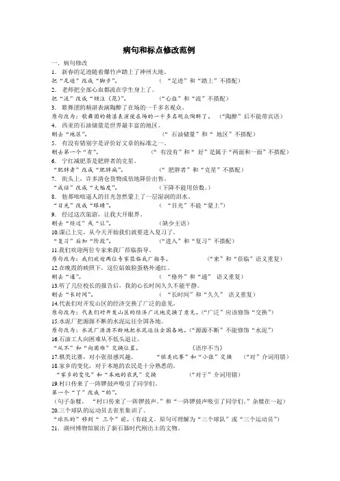病句和标点修改范例