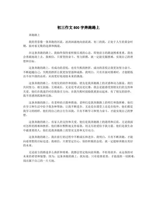初三作文800字奔跑路上