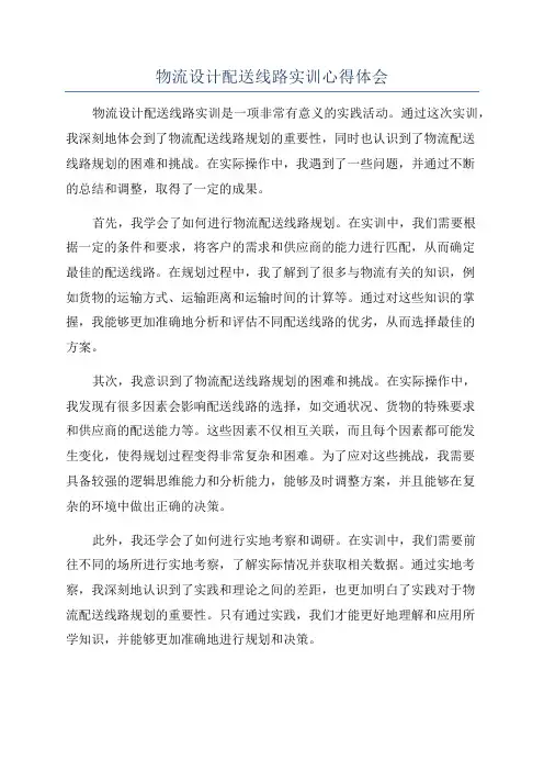 物流设计配送线路实训心得体会