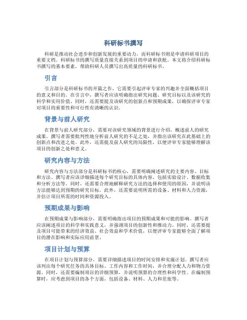 科研标书撰写