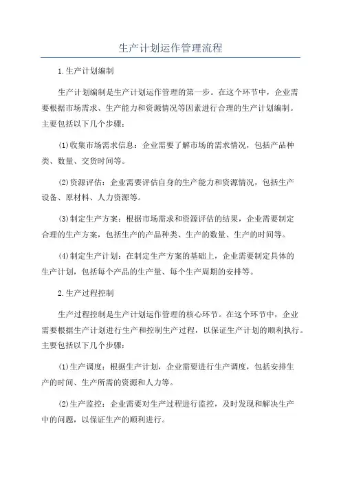 生产计划运作管理流程