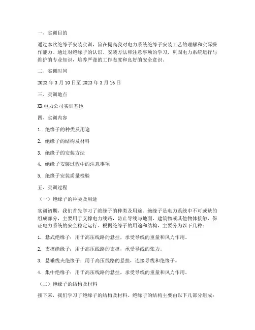 绝缘子的安装实训报告