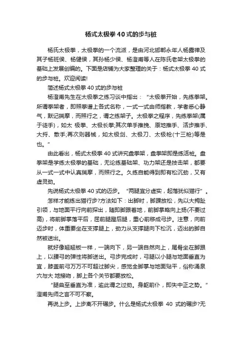 杨式太极拳40式的步与桩