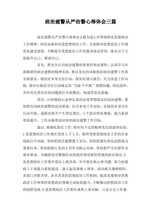 政治建警从严治警心得体会三篇