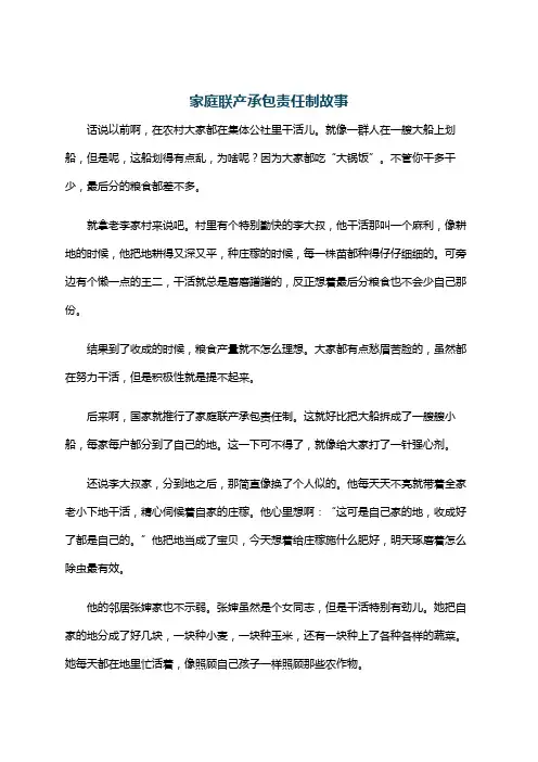 家庭联产承包责任制故事