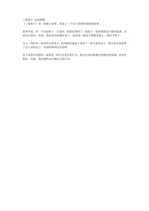 《三袋麦子》阅读理解