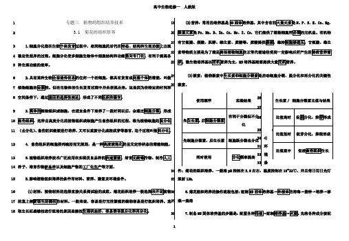 最新专题三 植物的组织培养技术-知识点总结