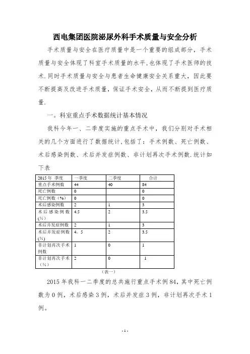 手术质量与安全分析总结【范本模板】