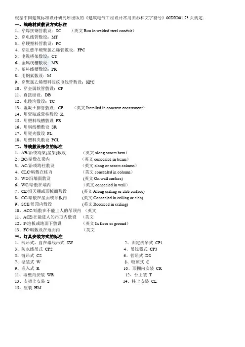 电气工程线路敷设方式标注