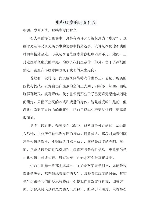 那些虚度的时光作文