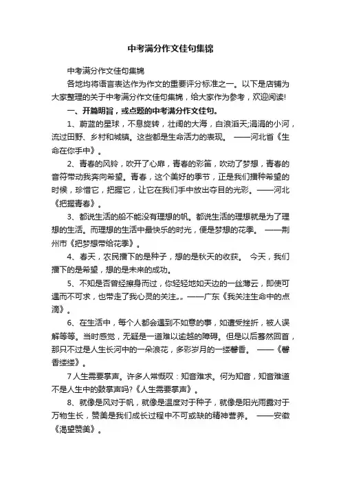 中考满分作文佳句集锦