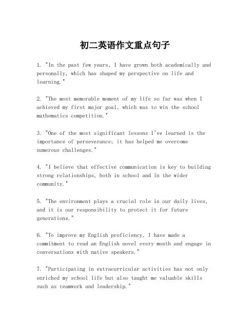 初二英语作文重点句子