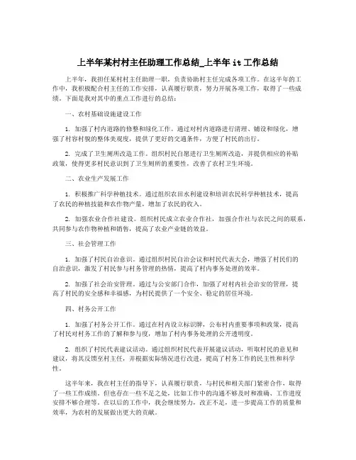 上半年某村村主任助理工作总结_上半年it工作总结