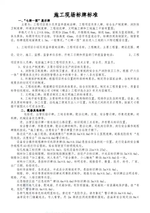 文明施工现场标牌内容及标准