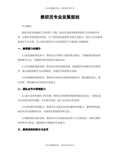 教研员专业发展规划