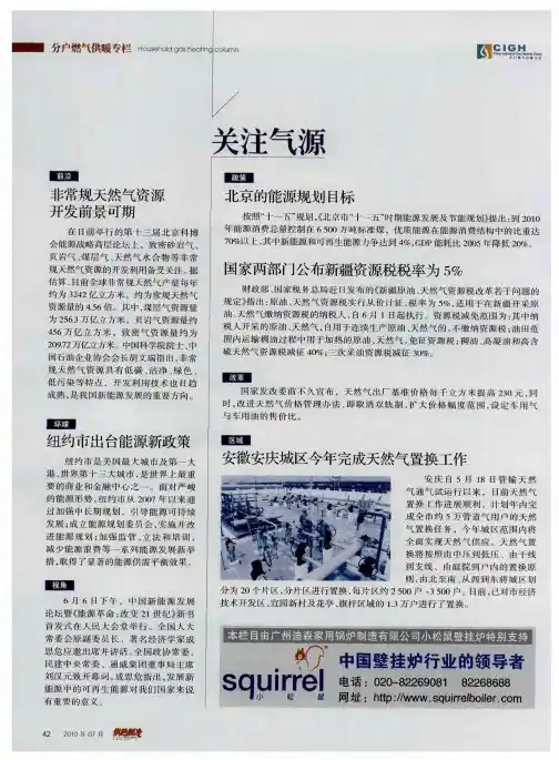 非常规天然气资源开发前景可期