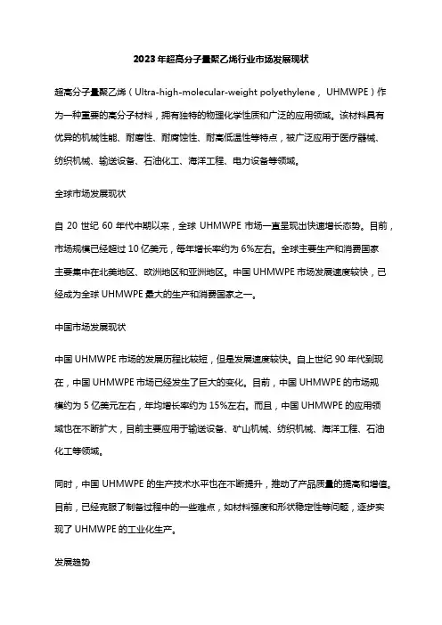 2023年超高分子量聚乙烯行业市场发展现状
