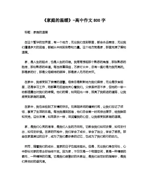 《家庭的温暖》-高中作文800字