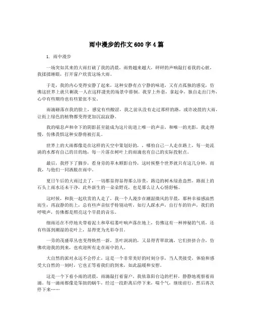 雨中漫步的作文600字4篇