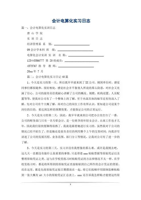 会计电算化实习日志