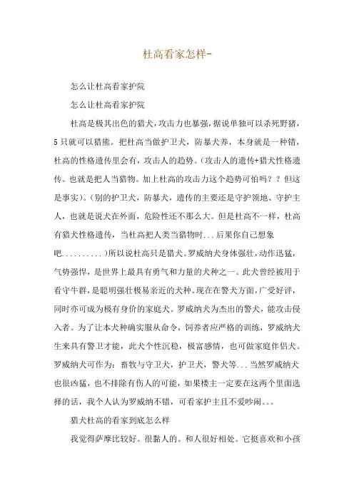 杜高看家怎样--怎么让杜高看家护院
