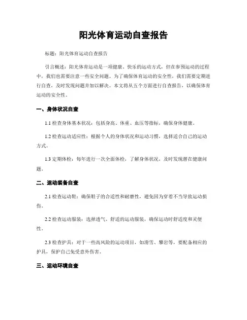 阳光体育运动自查报告