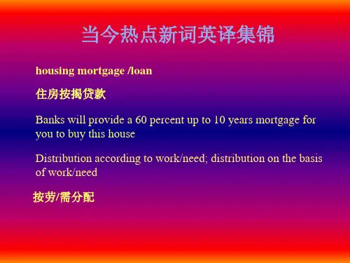 当今热点新词英译集锦时事英语翻译PPT课件