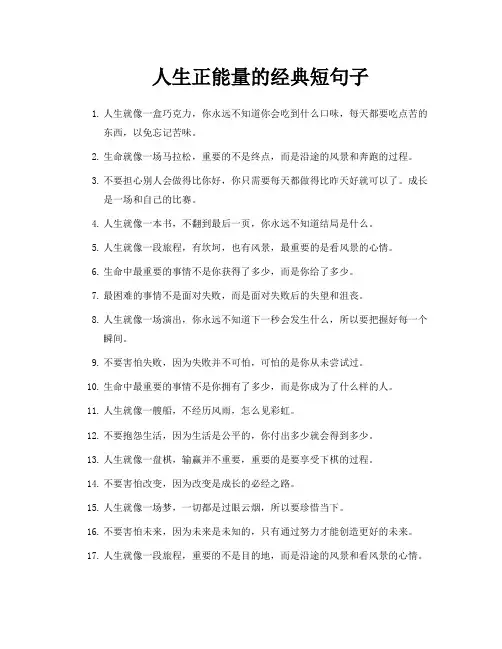 人生正能量的经典短句子