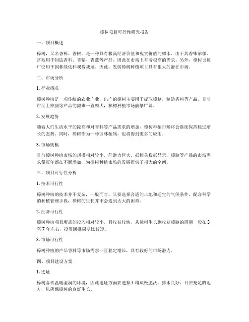 樟树项目可行性研究报告