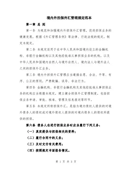境内外担保外汇管理规定范本