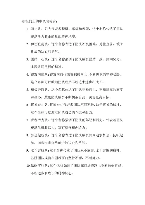 积极向上的中队名称