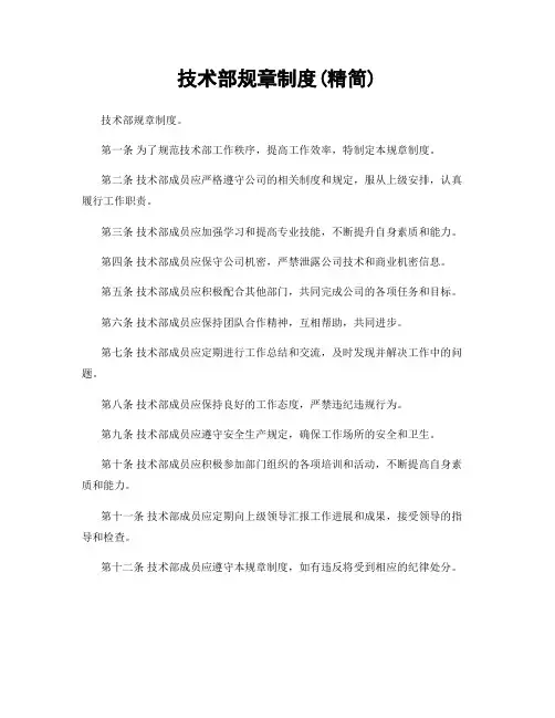 技术部规章制度(精简)