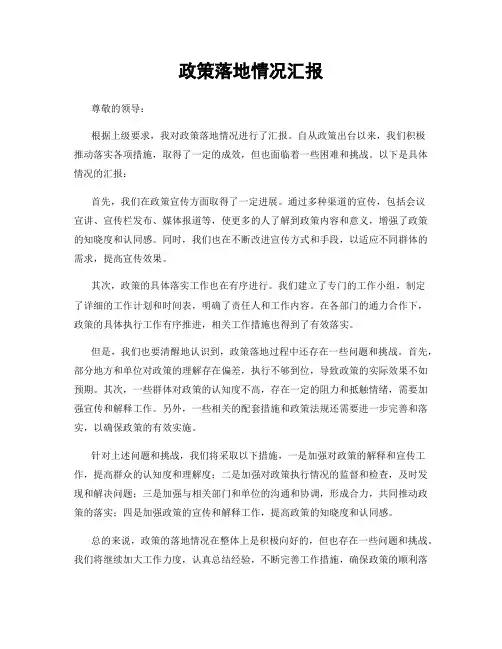 政策落地情况汇报