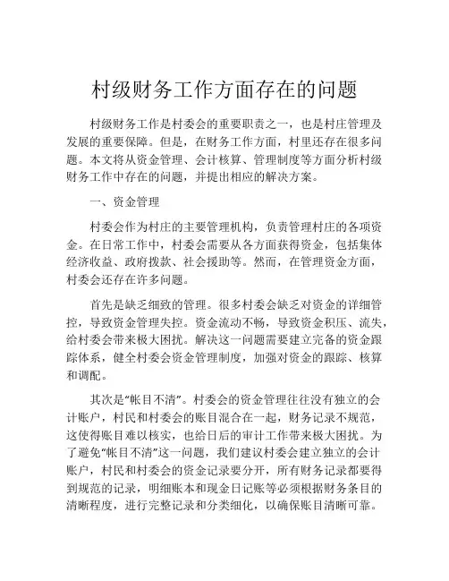 村级财务工作方面存在的问题