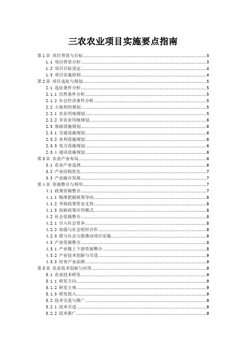 三农农业项目实施要点指南