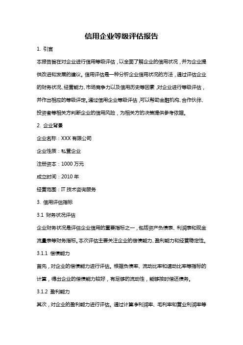 信用企业等级评估报告