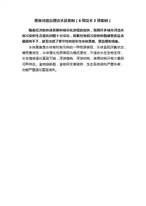 黑臭河道治理技术及案例（6项技术3项案例）