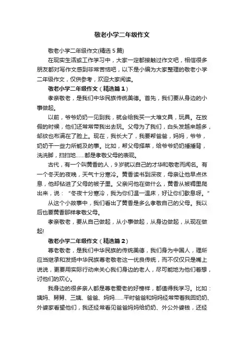 敬老小学二年级作文（精选5篇）