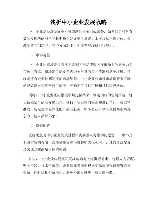 浅析中小企业发展战略