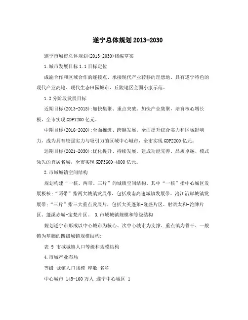 遂宁总体规划2013-2030