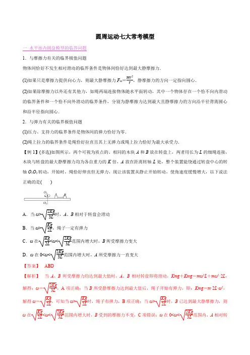 9圆周运动七大常考模型(解析版)