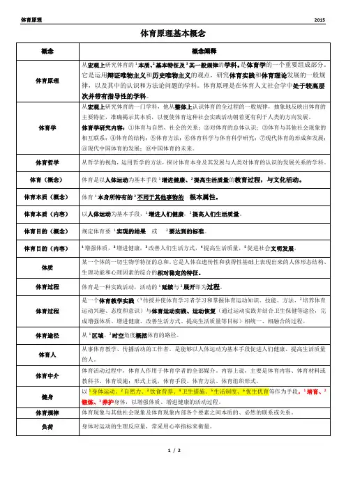 1.《体育原理》基本概念