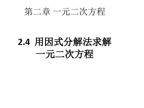 用因式分解法解一元二次方程PPT课件(北师大版)