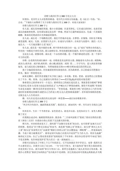 诗歌与我同行作文800字范文大全