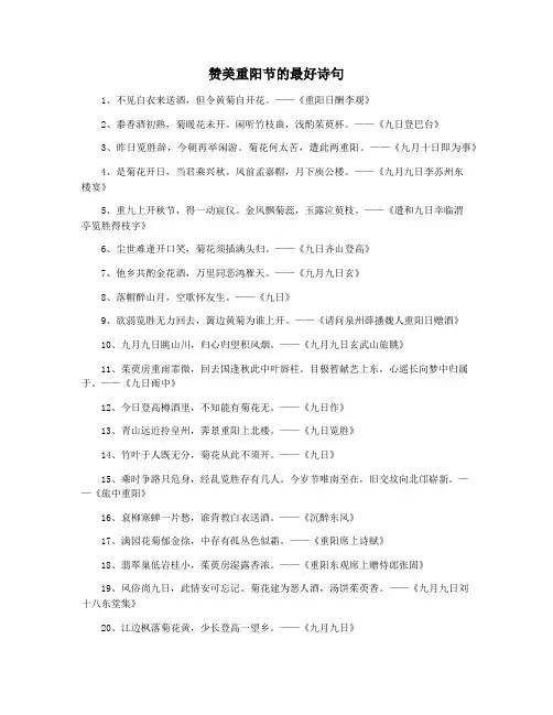 赞美重阳节的最好诗句