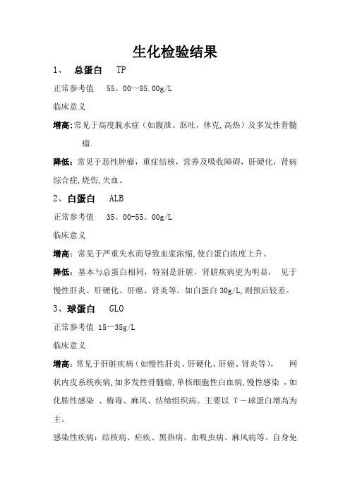 生化检验结果