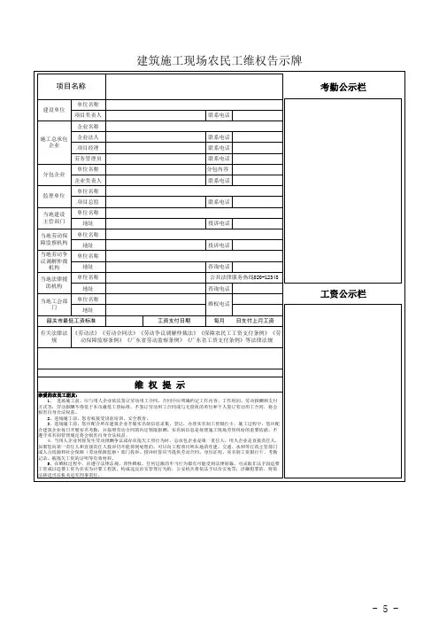 施工现场农民工维权告示牌(2021年最新)